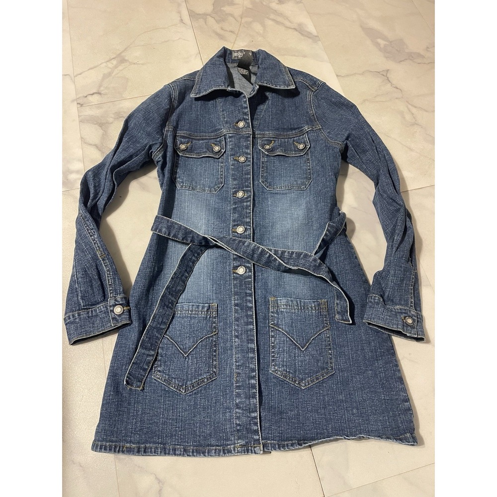 Bisou Bisou Women's Dark Denim Collection Dress‎ Size 6 Long Sleeve G0160